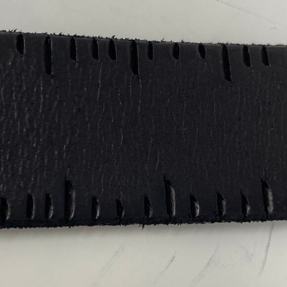 Allsaints Black Embossed Anthracite Leather Belt Size 38 AS400028 - Picture 3 of 8